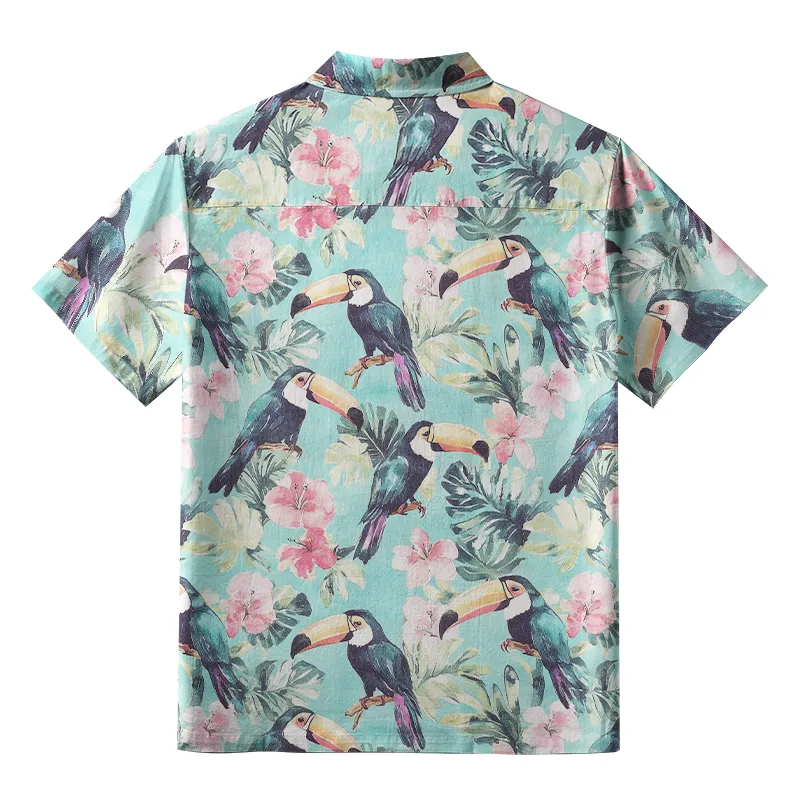 Tokyo-Tiger Toucans Standing On Branch Button-up Shirt