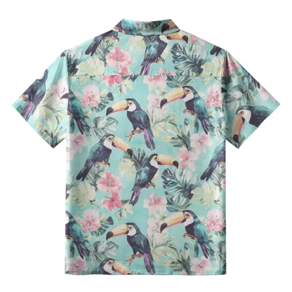 Tokyo-Tiger Toucans Standing On Branch Button-up Shirt
