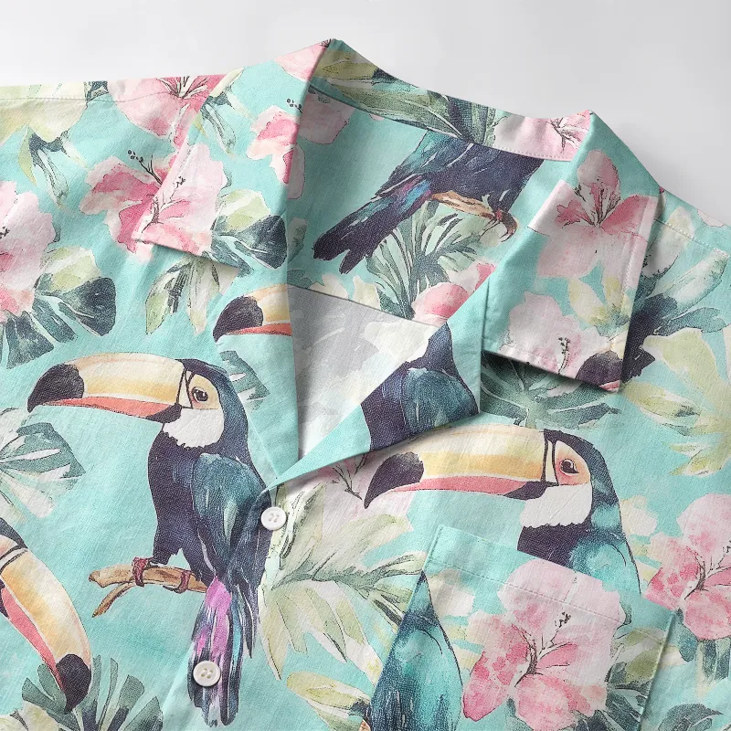 Tokyo-Tiger Toucans Standing On Branch Aloha Hawaiian Shirt