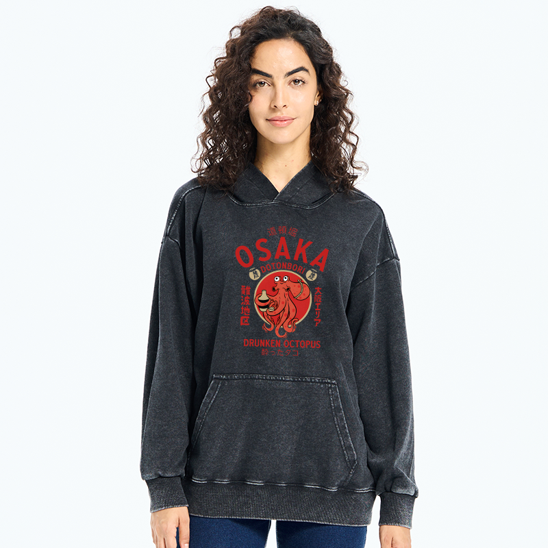Tokyo-Tiger Drunken Octopus Japan Washed Hoodie