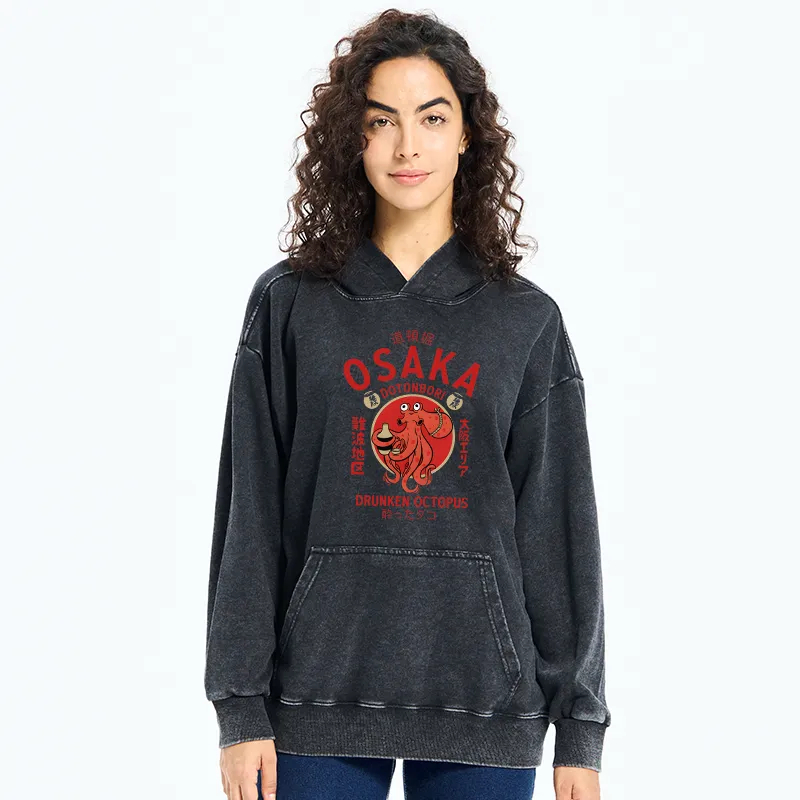 Tokyo-Tiger Drunken Octopus Japan Washed Hoodie