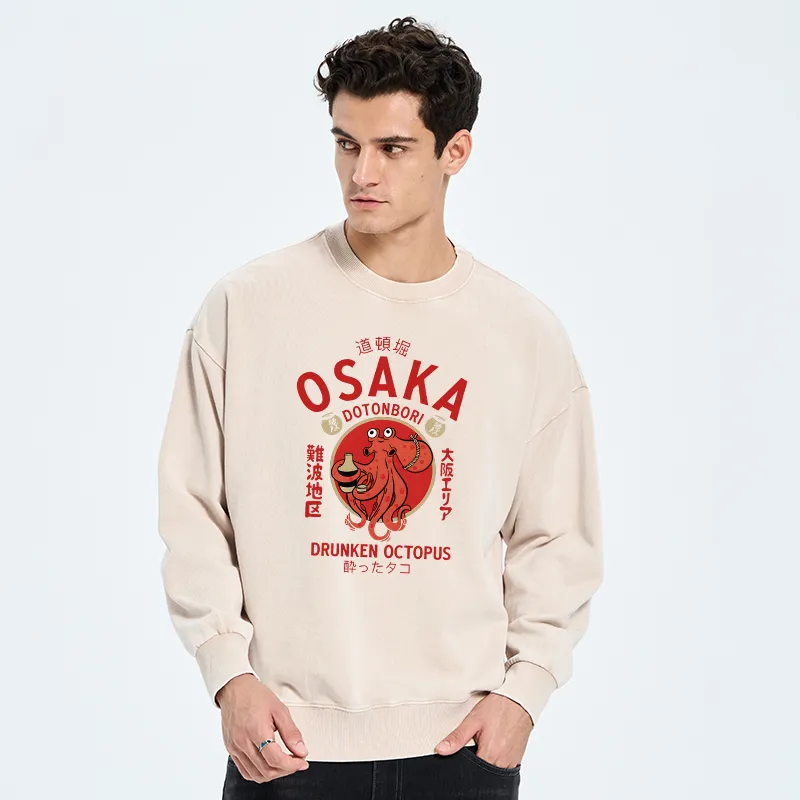 Tokyo-Tiger Drunken Octopus Japan Washed Sweatshirt