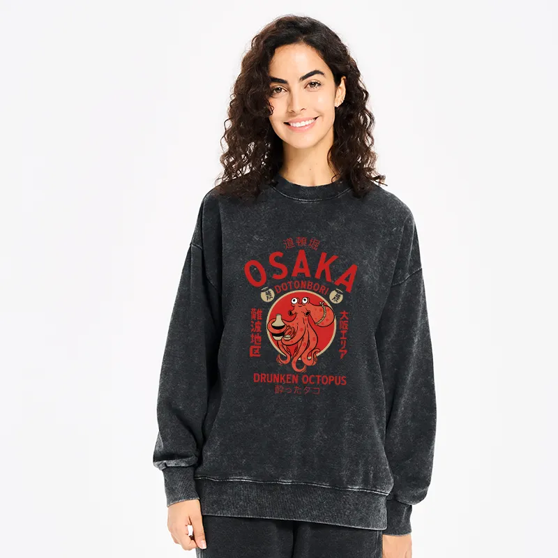 Tokyo-Tiger Drunken Octopus Japan Washed Sweatshirt