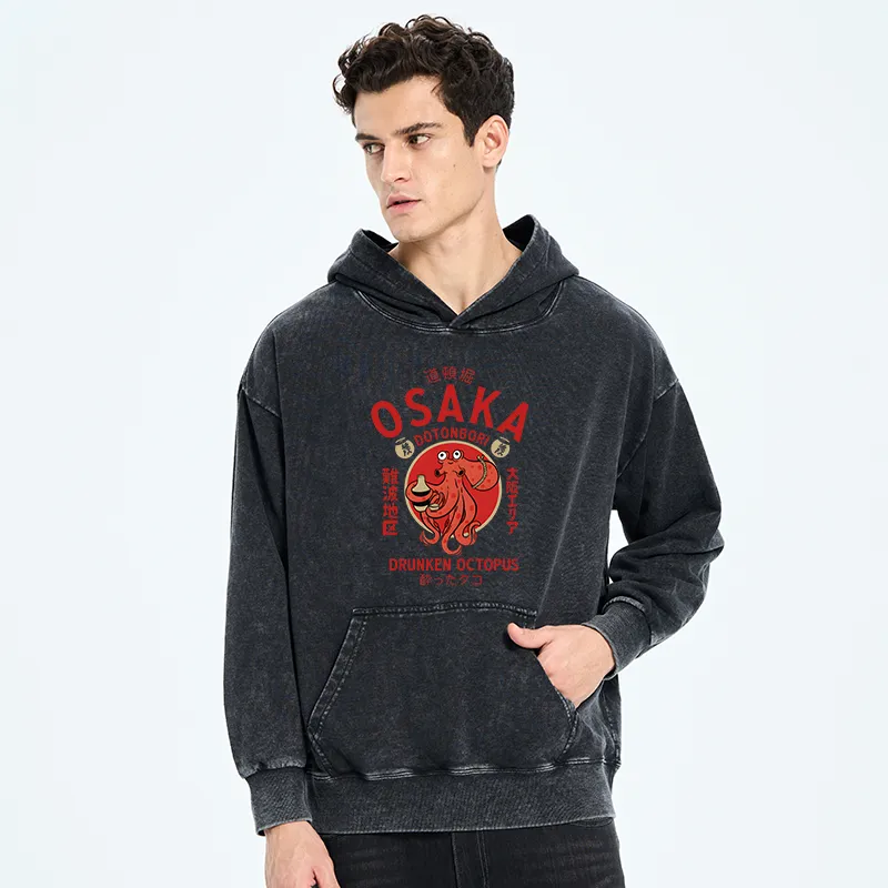 Tokyo-Tiger Drunken Octopus Japan Washed Hoodie