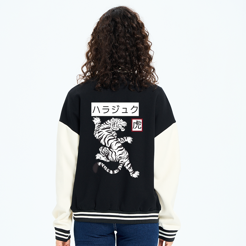 Tokyo-Tiger White Tiger Embroidery Varsity Jacket