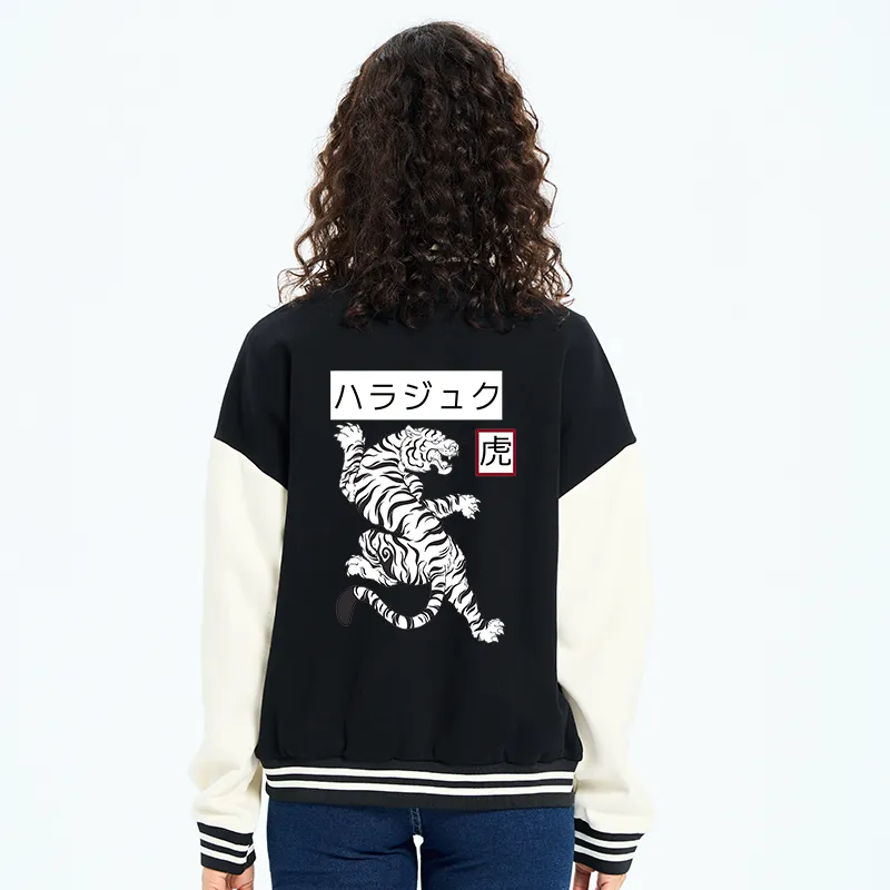 Tokyo-Tiger White Tiger Embroidery Varsity Jacket