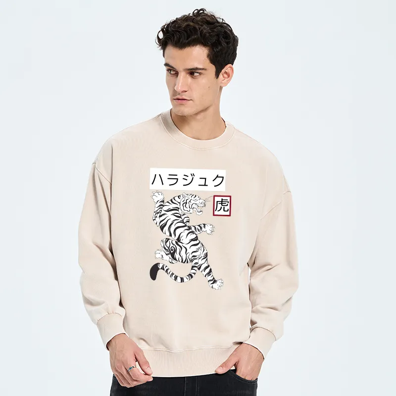 Tokyo-Tiger White Tiger Washed Sweatshirt