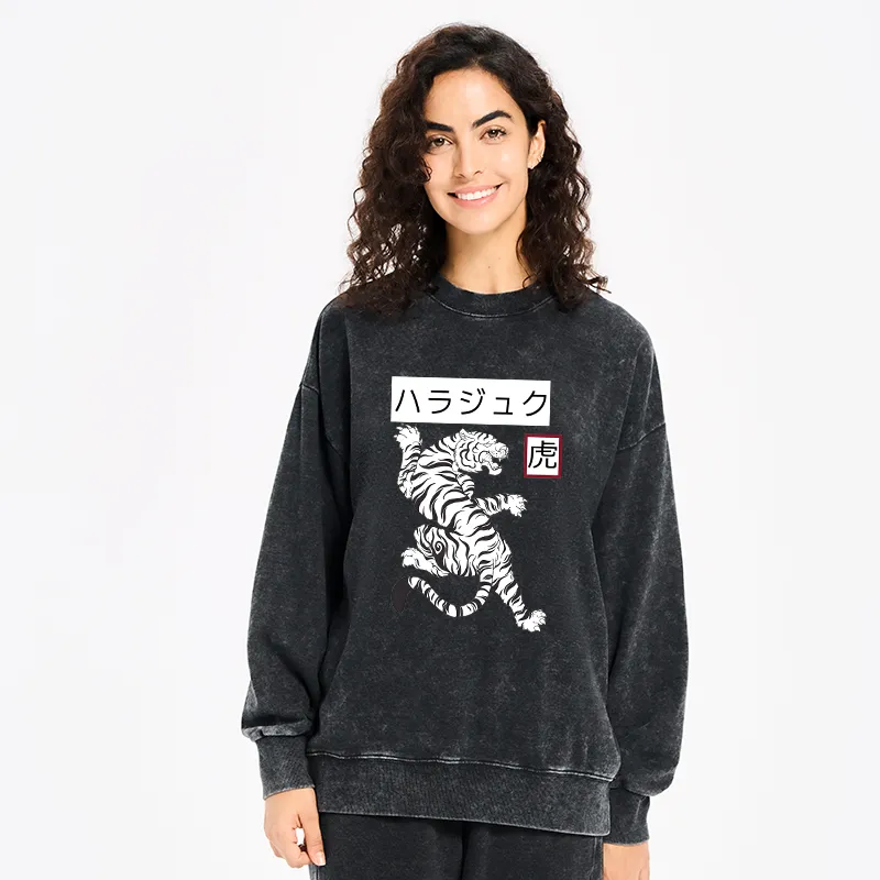 Tokyo-Tiger White Tiger Washed Sweatshirt