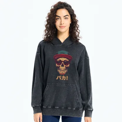 Tokyo-Tiger Fashion Skull Japanese Washed Hoodie
