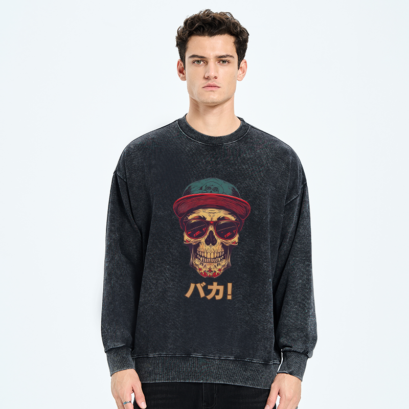 Tokyo-Tiger Fashion Skull Japanese Washed Sweatshirt