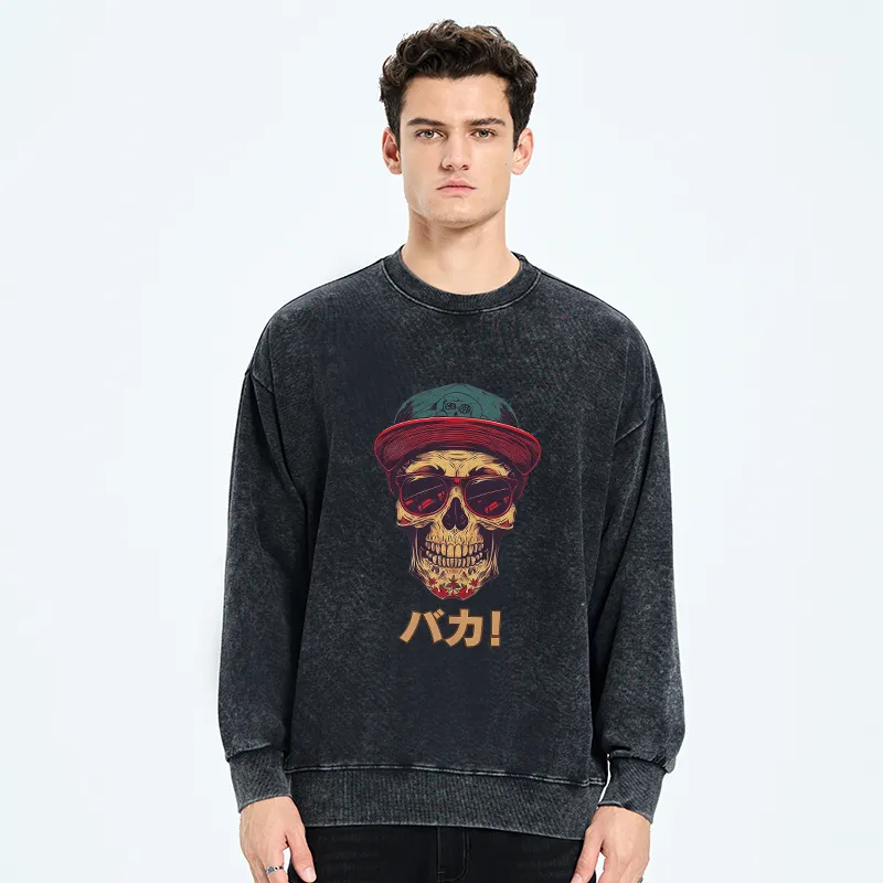 Tokyo-Tiger Fashion Skull Japanese Washed Sweatshirt