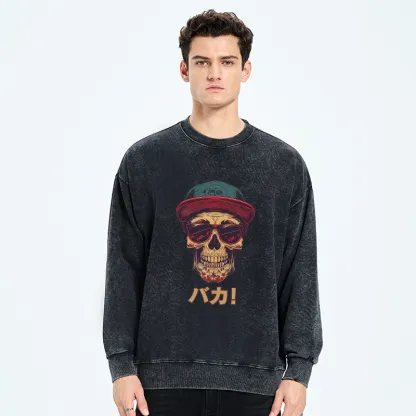 Tokyo-Tiger Fashion Skull Japanese Washed Sweatshirt