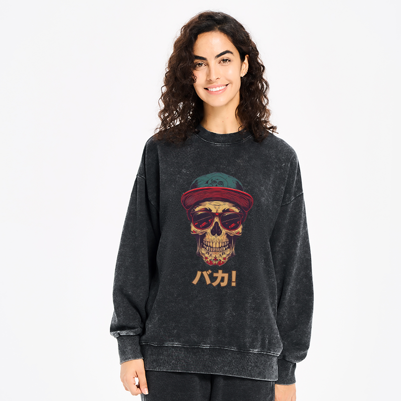 Tokyo-Tiger Fashion Skull Japanese Washed Sweatshirt