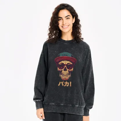 Tokyo-Tiger Fashion Skull Japanese Washed Sweatshirt
