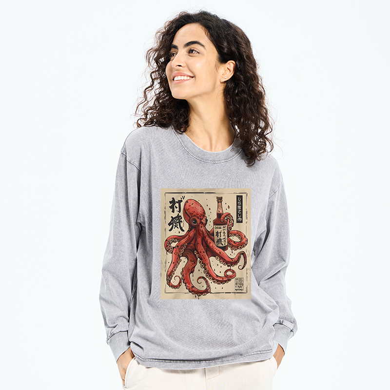Tokyo-Tiger Osaka Saké Octopus Washed Long Sleeve T-Shirt
