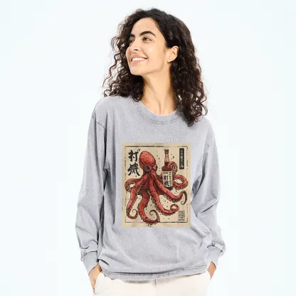 Tokyo-Tiger Osaka Saké Octopus Washed Long Sleeve T-Shirt