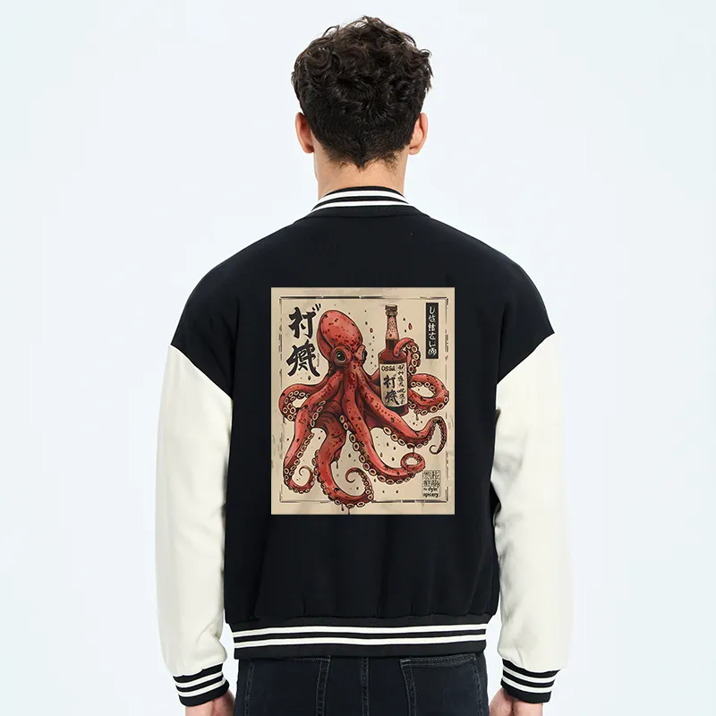 Tokyo-Tiger Osaka Saké Octopus Embroidery Varsity Jacket