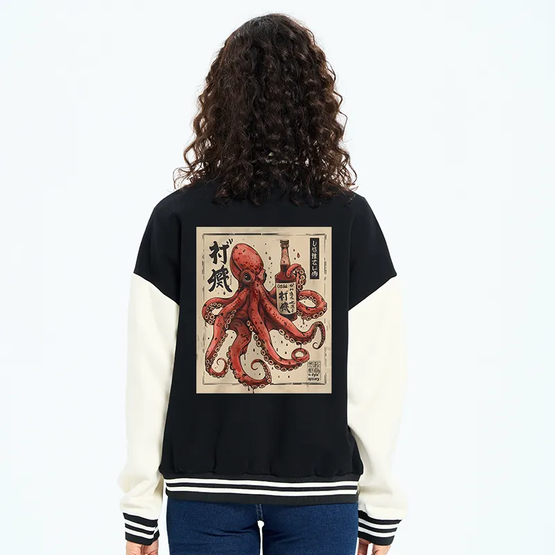 Tokyo-Tiger Osaka Saké Octopus Embroidery Varsity Jacket
