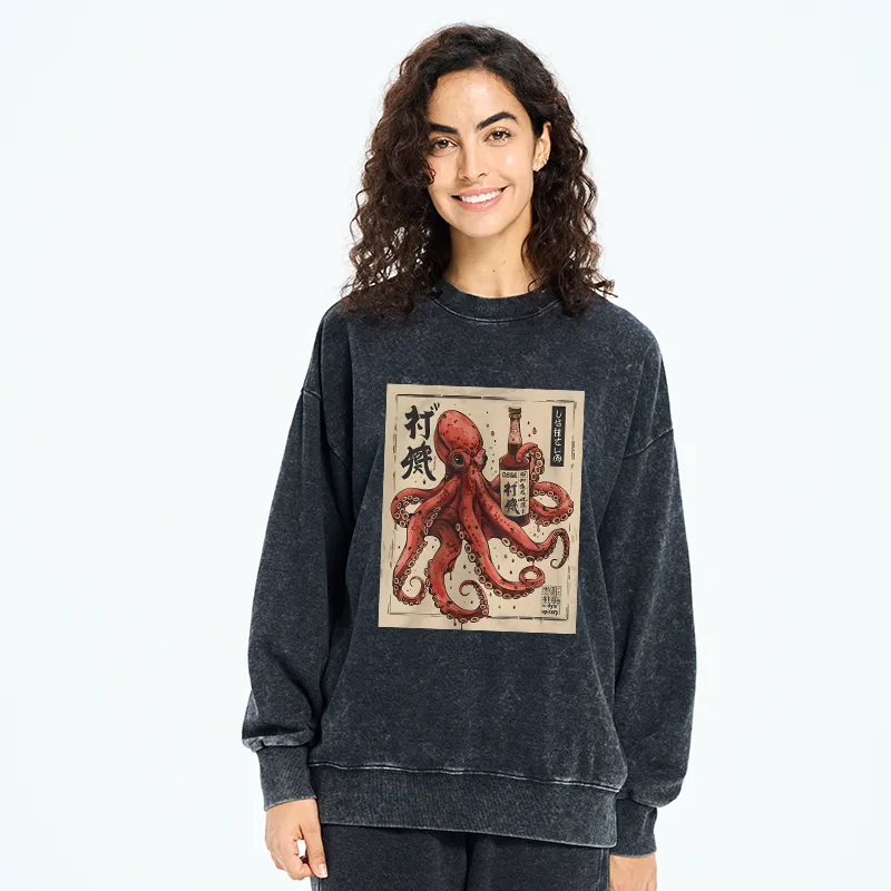 Tokyo-Tiger Osaka Saké Octopus Washed Sweatshirt