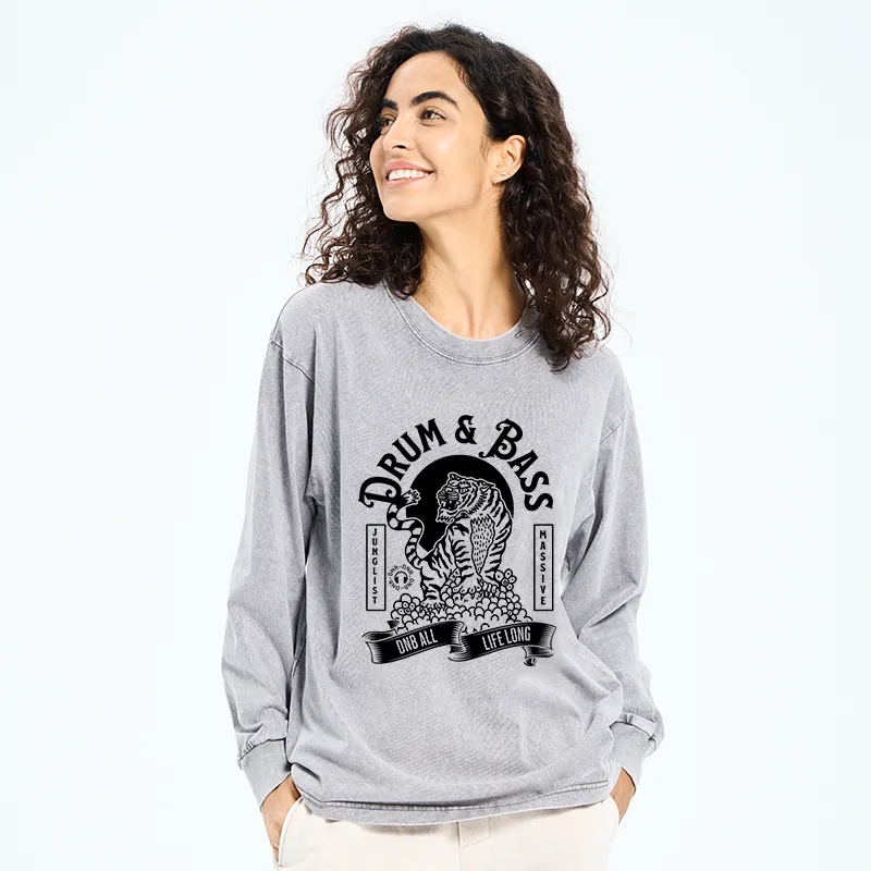 Tokyo-Tiger Drum & Bass Tiger Washed Long Sleeve T-Shirt