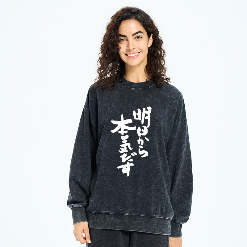 Tokyo-Tiger I'm Going To Get Serious Tomorrow Japan Washed Sweatshirt