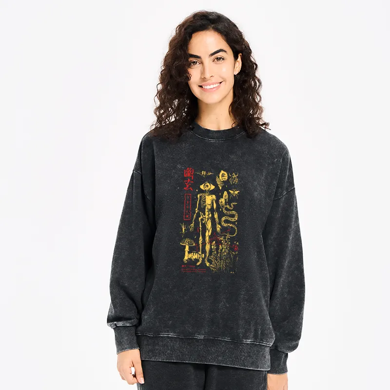 Tokyo-Tiger Spooky Ghost Japanese Washed Sweatshirt