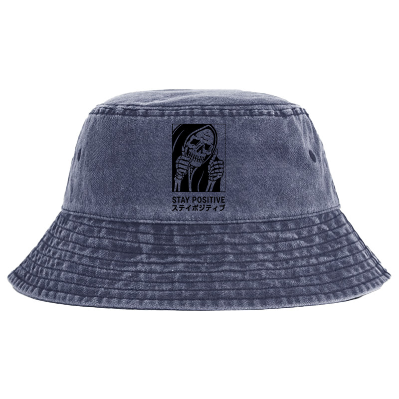 Tokyo-Tiger Stay Positive Skeleton Washed Bucket Hat
