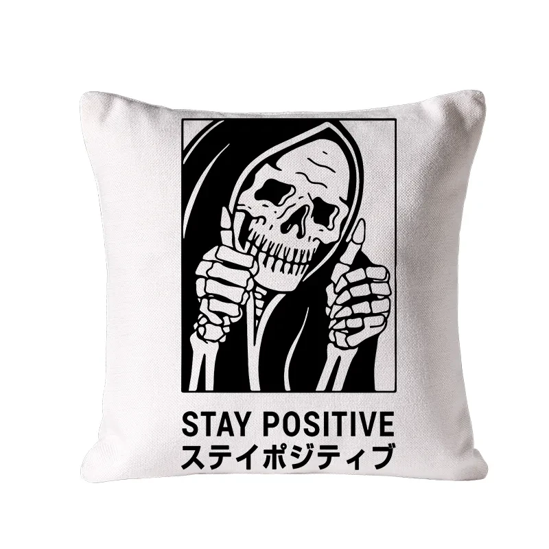 Tokyo-Tiger Stay Positive Skeleton Cushion Pillow