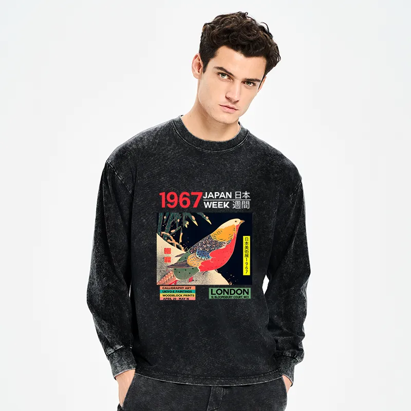 Tokyo-Tiger Art Studio Exhibition Japanese Washed Long Sleeve T-Shirt