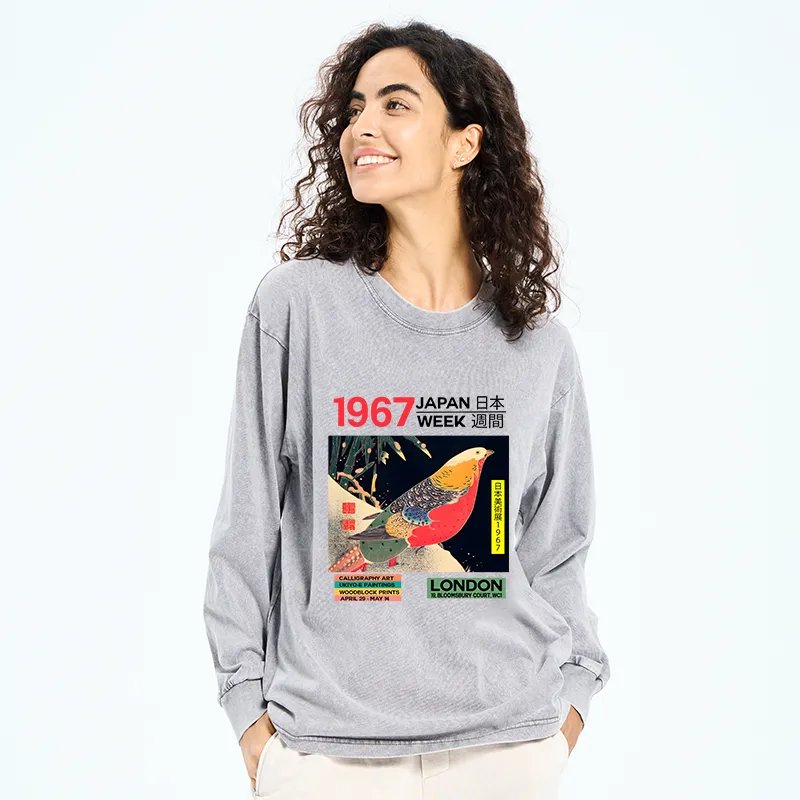 Tokyo-Tiger Art Studio Exhibition Japanese Washed Long Sleeve T-Shirt