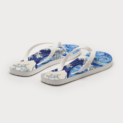 Tokyo-Tiger Waves Under The Starry Night Flip Flops