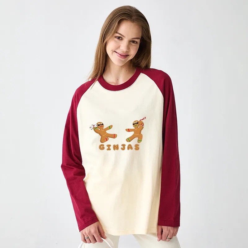 Tokyo-Tiger Gingerbread Ninja Raglan Long Sleeve T-shirt