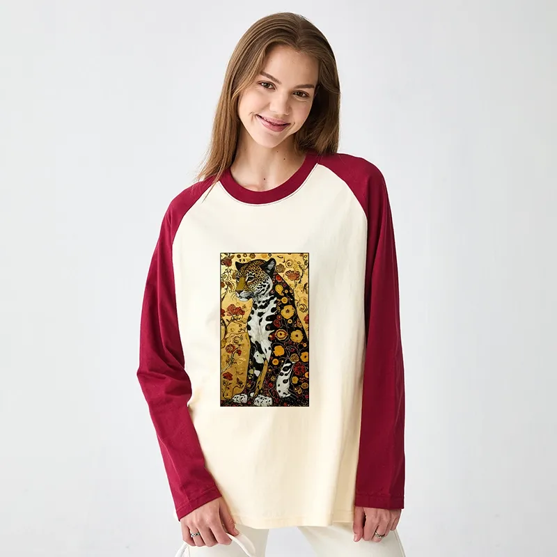 Tokyo-Tiger Magnificent Leopard Raglan Long Sleeve T-shirt
