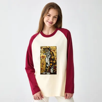 Tokyo-Tiger Magnificent Leopard Raglan Long Sleeve T-shirt