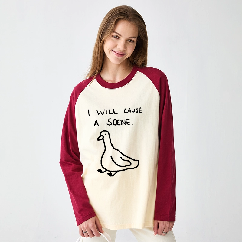 Tokyo-Tiger Stupid Goose Funny Japan Retro Raglan Long Sleeve T-shirt