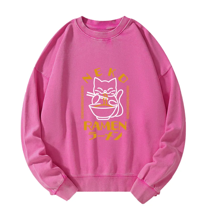 Tokyo-Tiger Cat Obsessed With RamenWashed Sweatshirt