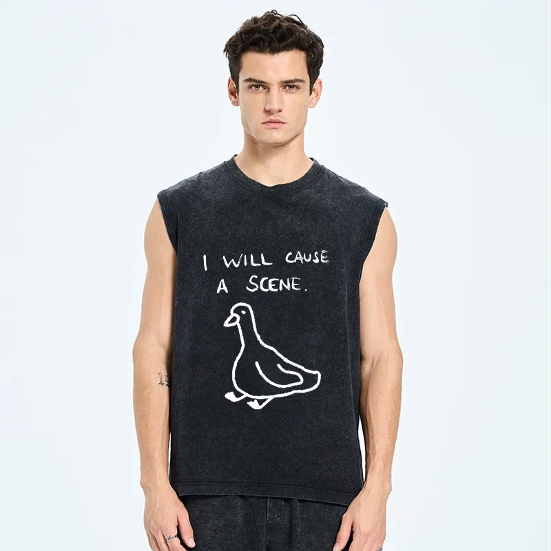 Tokyo-Tiger Stupid Goose Funny Japan Retro Washed Tank