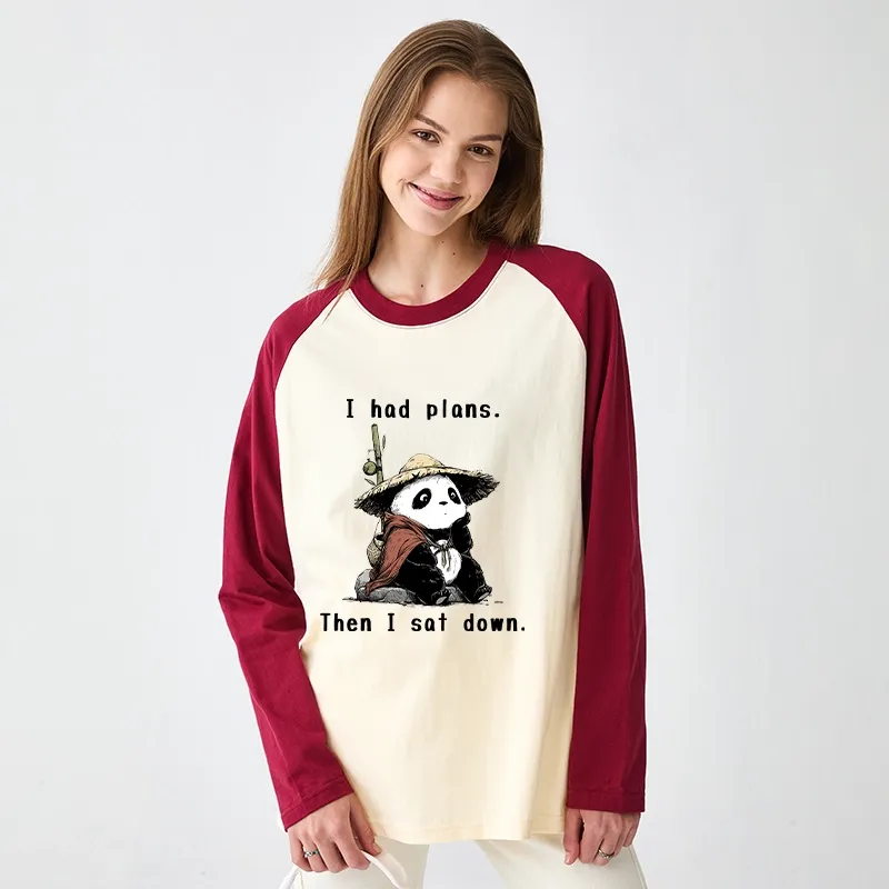 Tokyo-Tiger The Maybe Later Panda Raglan Long Sleeve T-shirt