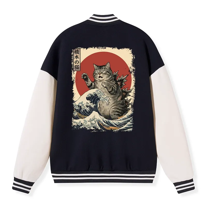 Tokyo-Tiger Catzilla Is Causing Destruction Embroidery Varsity Jacket Sale