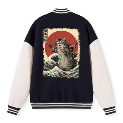Tokyo-Tiger Catzilla Is Causing Destruction Embroidery Varsity Jacket