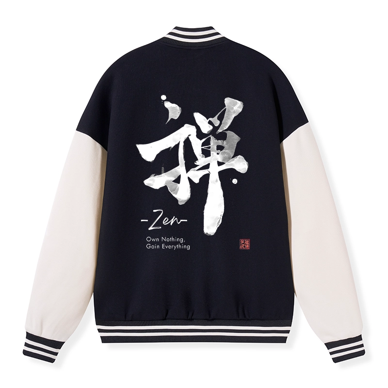 Tokyo-Tiger Zen Texts Embroidery Varsity Jacket