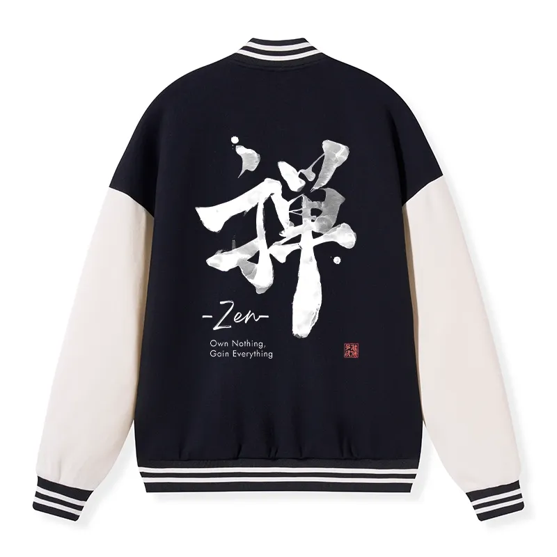 Tokyo-Tiger Zen Texts Embroidery Varsity Jacket Sale