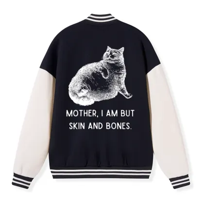 Tokyo-Tiger Skin & Bones Cat Embroidery Varsity Jacket
