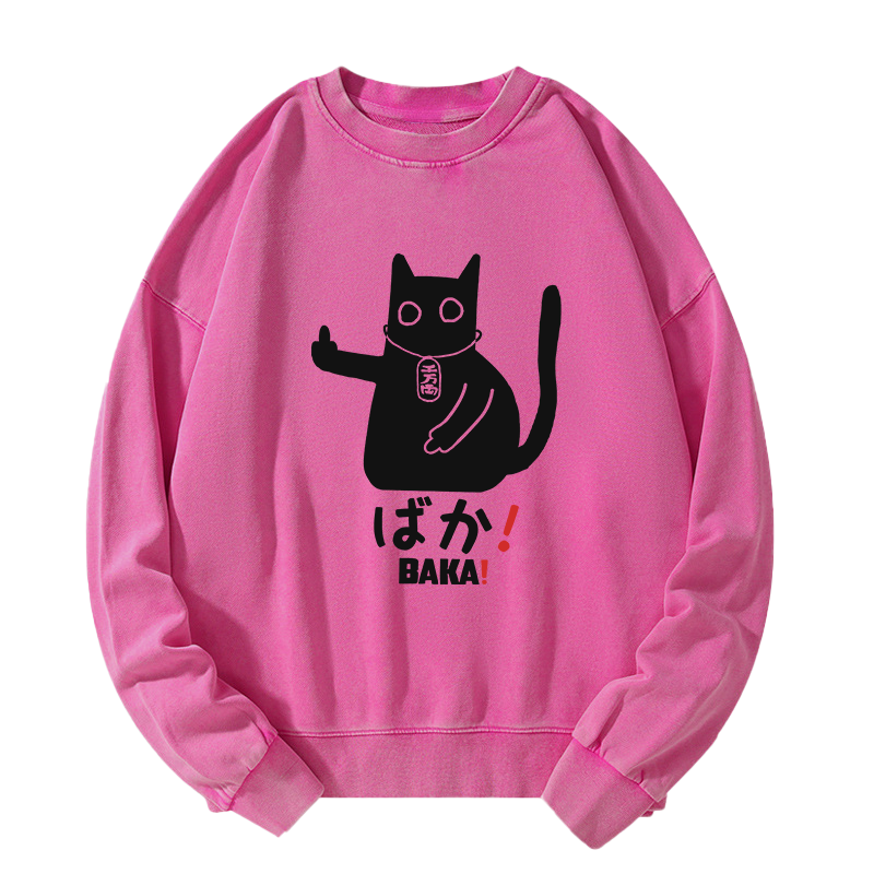 Tokyo-Tiger Japanese Baka Cat Washed Sweatshirt