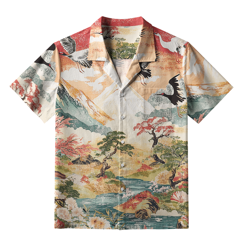 Tokyo-Tiger Soaring Crane Vista Aloha Hawaiian Shirt