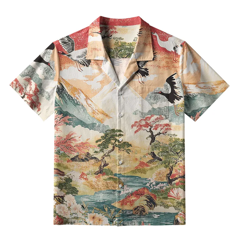 Tokyo-Tiger Soaring Crane Vista Aloha Hawaiian Shirt