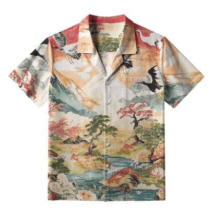 Tokyo-Tiger Soaring Crane Vista Aloha Hawaiian Shirt