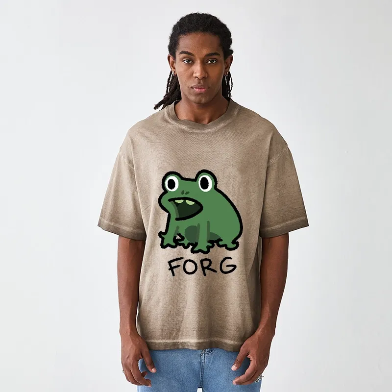 Tokyo-Tiger Funny Forg Japan Gradient Washed T-Shirt