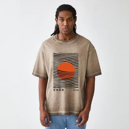 Tokyo-Tiger Minimalist Art Sun Gradient Washed T-Shirt