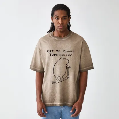 Tokyo-Tiger Capybara Is Ready To Do Something Bad Gradient Washed T-Shirt